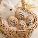 Gift For Kids,Grandma,Grandkids,Gift For Grandkids,Dad,Children,Mom,Easter,Happy - First Easter Bunny With Laurel Wreath - Personalized Musical Wooden Easter Egg Shaker