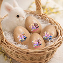 Easter,Non-Eng,Gift For Kids,Gift For Grandkids,Grandma,Grandkids,Grandpa,Dad,Children,Children,Happy - Kid Baby Sitting With Easter Alphabet Letters - Personalized Musical Wooden Easter Egg Shaker