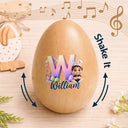 Easter,Non-Eng,Gift For Kids,Gift For Grandkids,Grandma,Grandkids,Grandpa,Dad,Children,Children,Happy - Kid Baby Sitting With Easter Alphabet Letters - Personalized Musical Wooden Easter Egg Shaker