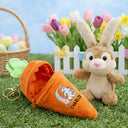 Easter,Happy,Gift For Kids,Dad - Children,Mom - Children,Grandpa - Grandkids,Grandma - Grandkids,Gift For Grandkids - Custom Name With Easter Bunny Alphabet Letters - Personalized Plush Reversible Carrot Bunny Keychain