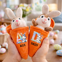 Easter,Happy,Gift For Kids,Dad - Children,Mom - Children,Grandpa - Grandkids,Grandma - Grandkids,Gift For Grandkids - Custom Name With Easter Bunny Alphabet Letters - Personalized Plush Reversible Carrot Bunny Keychain