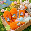 Easter,Happy,Gift For Kids,Dad - Children,Mom - Children,Grandpa - Grandkids,Grandma - Grandkids,Gift For Grandkids - Watercolor Easter Bunny With Name - Personalized Plush Reversible Carrot Bunny Keychain