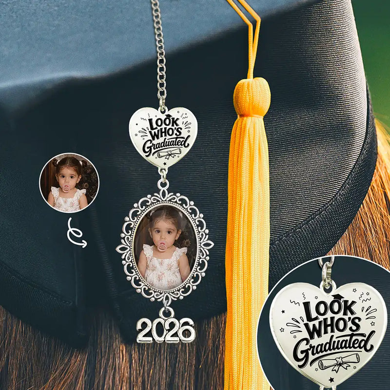 Funny,Happy,Graduation,Gift For Daughter,Gift For Son,Gift For Bestie,Gift For Brothers,Gift For Sisters - Custom Photo Funny Childhood Look Who's Graduated - Personalized Graduation Tassel Charm