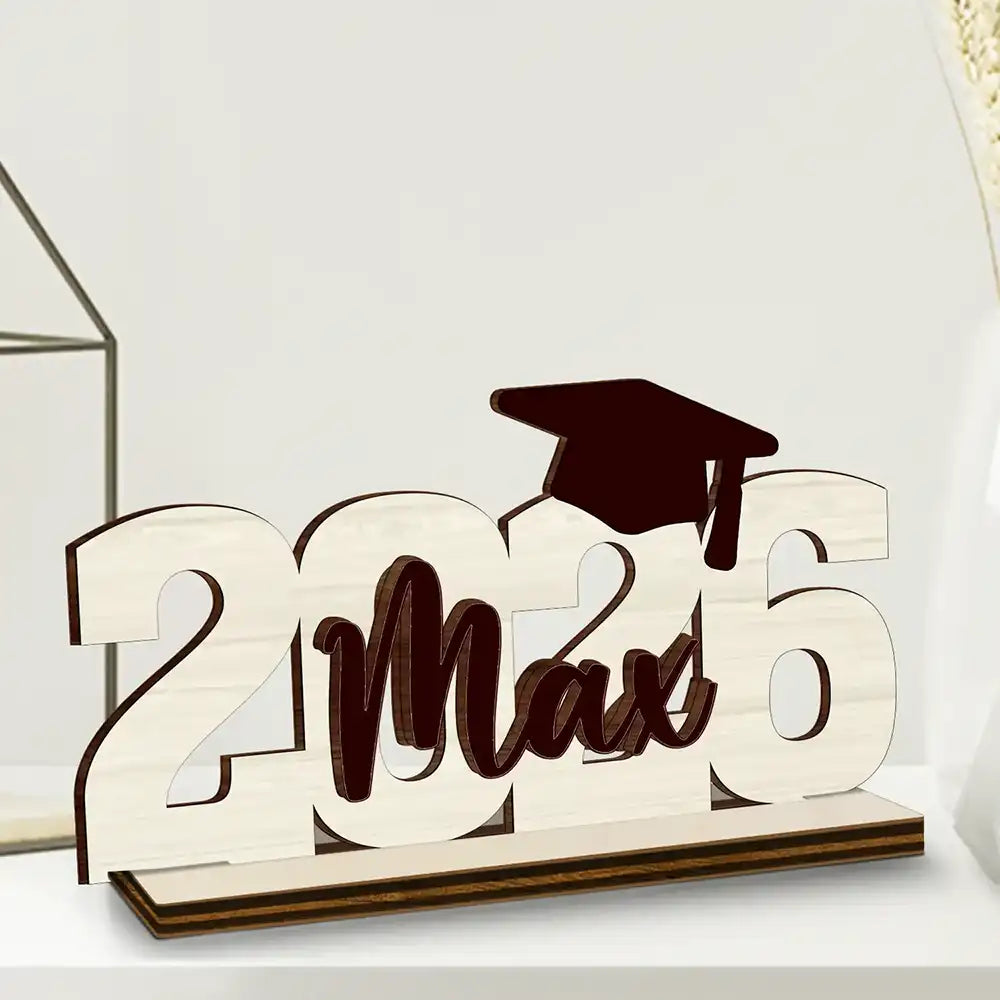 Graduation,Happy - Congrats Graduation Colorful Name - Personalized Custom Shaped Wooden Plaque