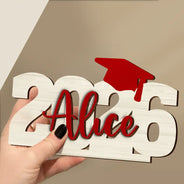 Graduation,Happy - Congrats Graduation Colorful Name - Personalized Custom Shaped Wooden Plaque
