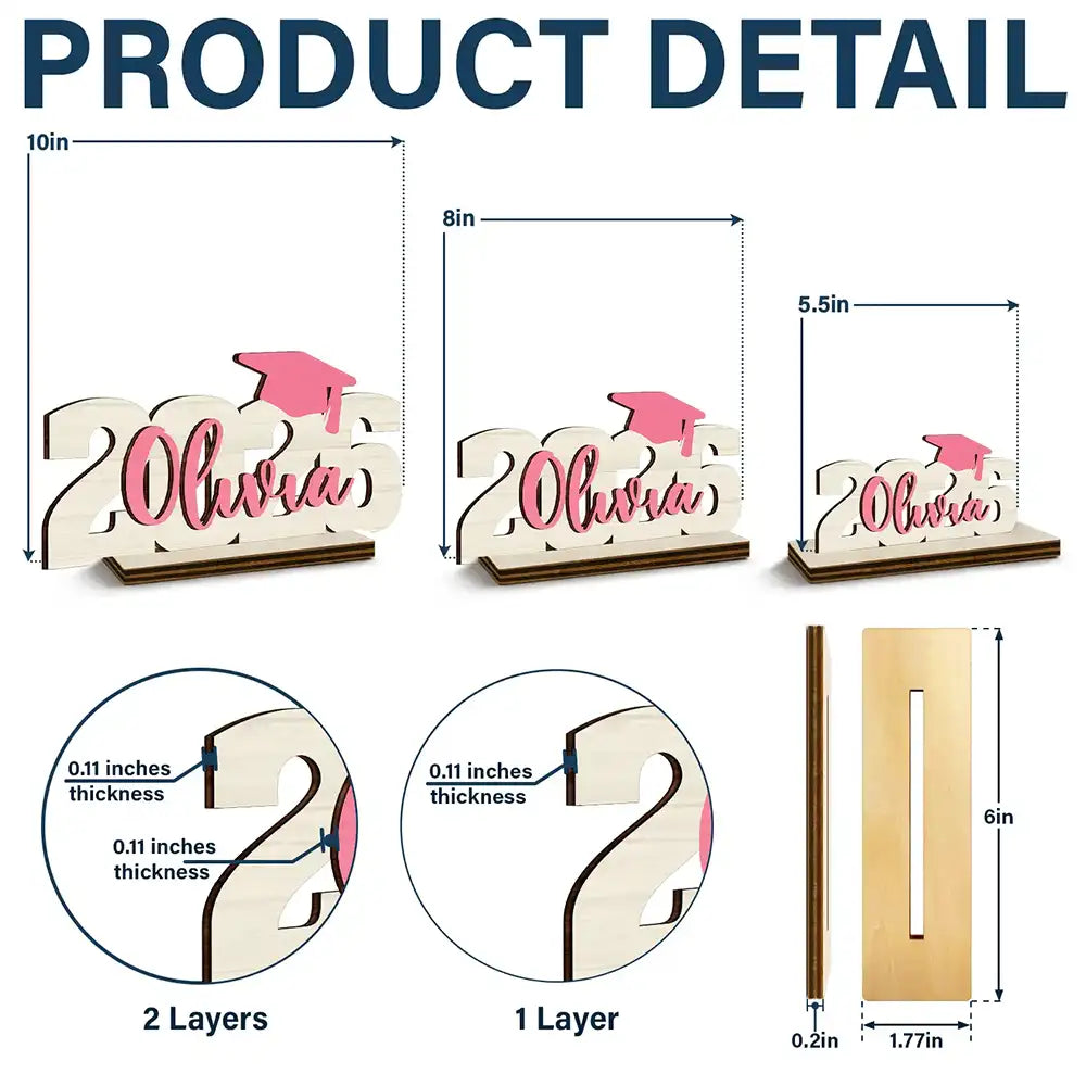 Graduation,Happy - Congrats Graduation Colorful Name - Personalized Custom Shaped Wooden Plaque