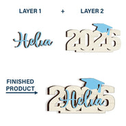 Graduation,Happy - Congrats Graduation Colorful Name - Personalized Custom Shaped Wooden Plaque