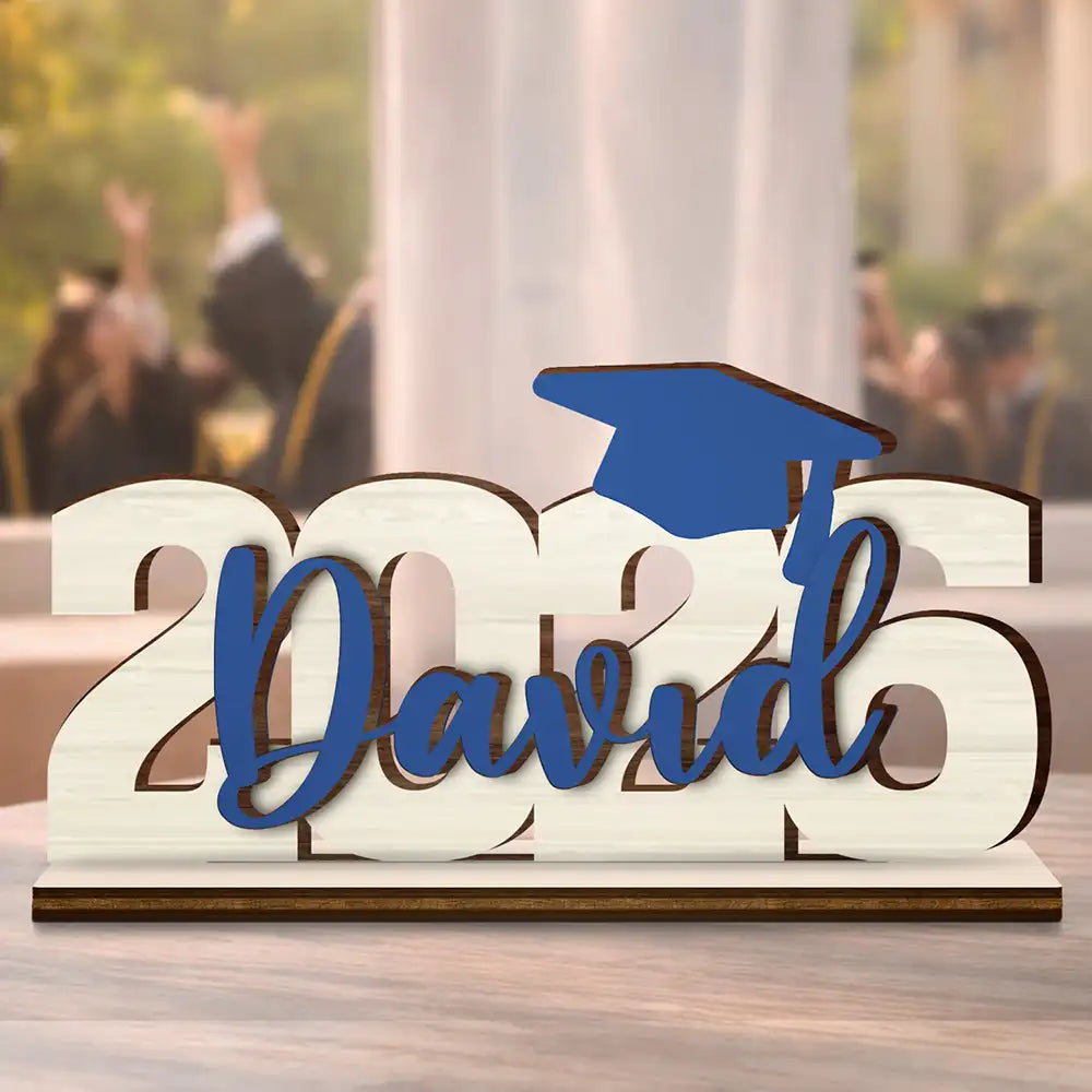 Graduation,Happy - Congrats Graduation Colorful Name - Personalized Custom Shaped Wooden Plaque
