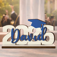 Graduation,Happy - Congrats Graduation Colorful Name - Personalized Custom Shaped Wooden Plaque