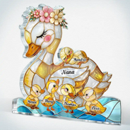 Gift For Grandma,Gift For Mother,Love - Duck Mother Ducklings Stained Glass Effect Mom Grandma - Personalized Custom Shaped Acrylic Plaque