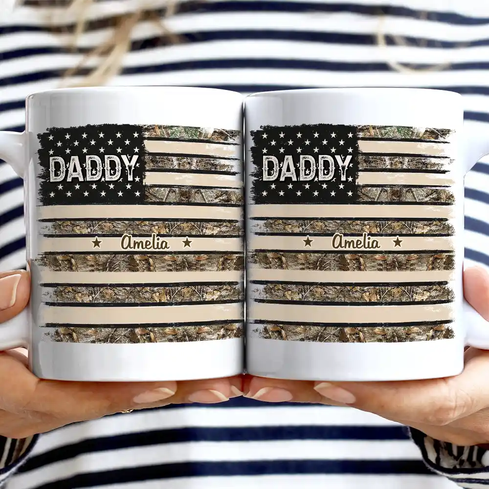 Gift For Father,Gift For Grandpa,Independence Day,Custom Text,Confident - Stars & Stripes US Flag American Dad Grandpa - Personalized Mug