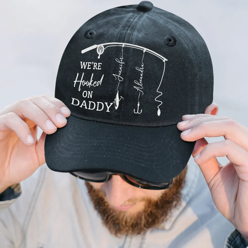 Fishing,Gift For Father,Dad's Hobby,Funny - Reel Cool Dad Grandpa - Personalized Vintage Washed Denim Cap