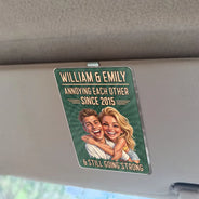 Custom Photo,Art Design,Gift For Couples,Old Couples,Wedding Anniversary,Humorous,Photo - Caricature - Remove BG - Custom Photo Caricature Vintage Annoying Each Other - Personalized Custom Shaped Acrylic Car Visor Clip