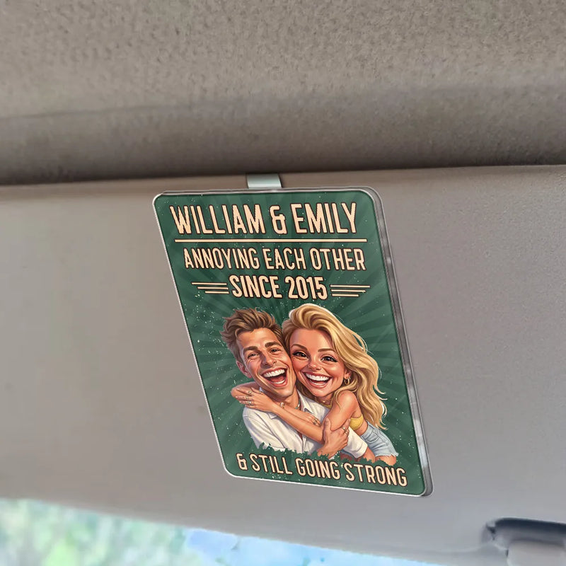 Custom Photo,Art Design,Gift For Couples,Old Couples,Wedding Anniversary,Humorous,Photo - Caricature - Remove BG - Custom Photo Caricature Vintage Annoying Each Other - Personalized Custom Shaped Acrylic Car Visor Clip