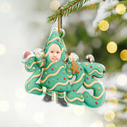 New baby,New Mom,New Dad,Funny,Parents,Gift For Kids,Gift For Grandkids - Custom Photo Christmas Tree Cake Funny Baby - Personalized Custom Shaped Acrylic Ornament