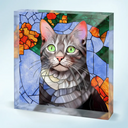 Photo - Stained Glass,Gift For Wife,Gift For Mother,Gift For Grandma,Gift For Grandparents,Family,Love,Non-Eng - Custom Photo Stained Glass Portrait Mom Grandma Parents Family - Personalized Square Shaped Acrylic Plaque
