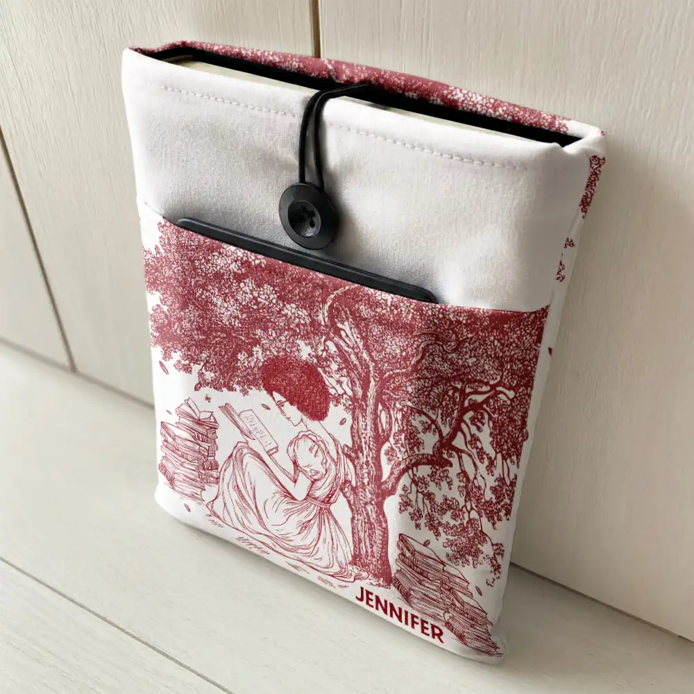 Reading, Gift For Yourself, Gift For Women, Happy - Once Upon A Time Reading Toile Pattern - Personalized Book Sleeve