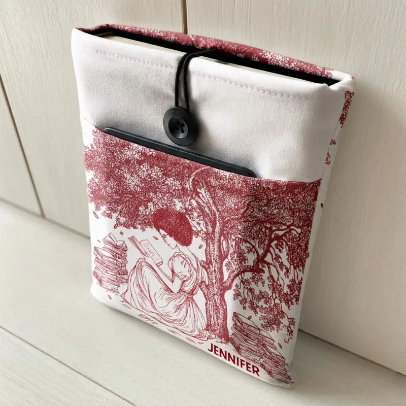 Reading, Gift For Yourself, Gift For Women, Happy - Once Upon A Time Reading Toile Pattern - Personalized Book Sleeve