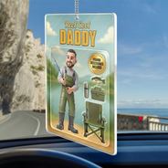 Gift For Father,Custom Photo,Fishing,Art Design,Playful,Photo - Toybox Figure - Custom Photo Toybox Figure Fishing Man Dad Grandpa Limited Edition - Personalized Acrylic Car Hanger