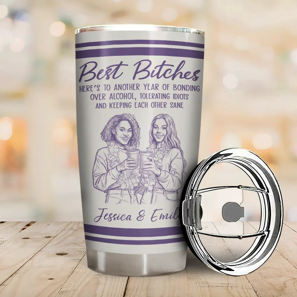 Custom Photo, Art Design, Gift For Bestie, Humorous, Photo - Pencil Sketch - Remove BG - Custom Photo Pencil Sketch We're Not Sugar And Spice And Everything Nice We're Sage And Hood - Personalized Tumbler
