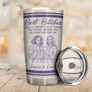 Custom Photo, Art Design, Gift For Bestie, Humorous, Photo - Pencil Sketch - Remove BG - Custom Photo Pencil Sketch We're Not Sugar And Spice And Everything Nice We're Sage And Hood - Personalized Tumbler