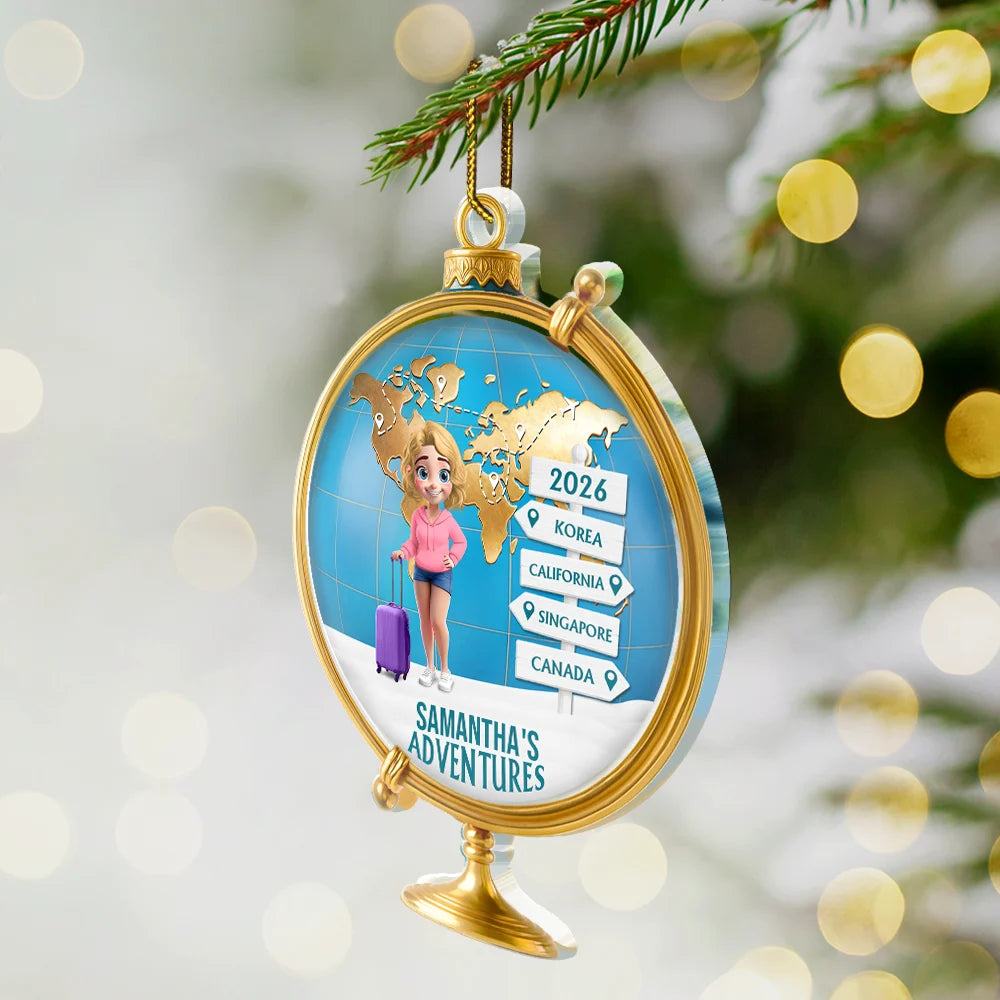 The Year We Visited Around The Globe - Personalized Custom Shaped Acrylic Ornament