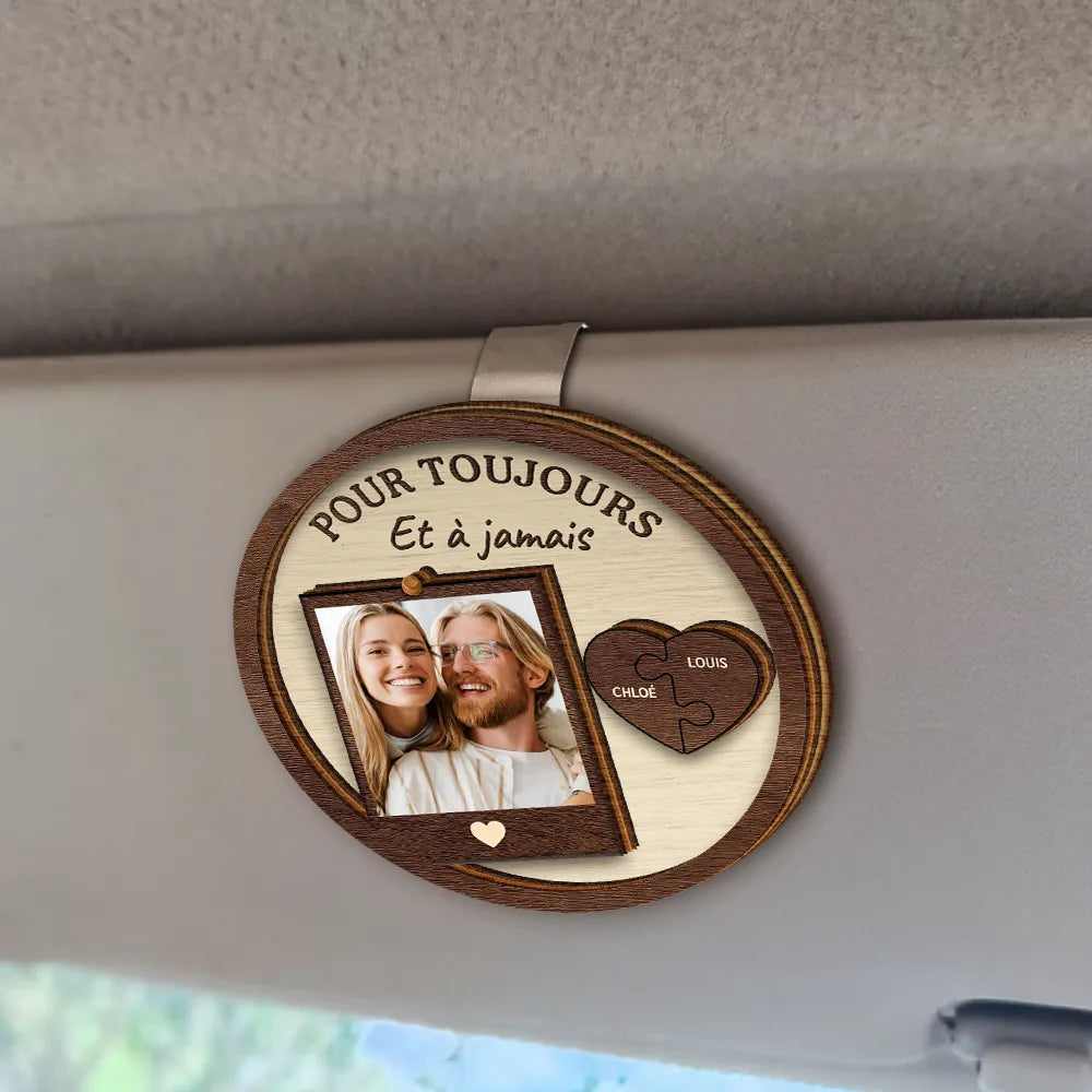 Gift For Couples,Gift For Husband,Gift For Wife,Gift For Boyfriend,Gift For Girlfriend,LGBT,Love,French - Photo Personnalisée Pour Couple Conduis Prudemment Je T’aime - Clip De Pare-Soleil De Voiture À Forme Spéciale Personnalisé