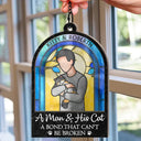 Dog Lovers,Dog Mom,Dog Dad,Pet Lovers,Happy,Cat Lovers,Cat Mom,Cat Dad - A Girl And Her Dog A Bond That Can't Be Broken Woman Man Hug Pet - Personalized Window Hanging Suncatcher Ornament