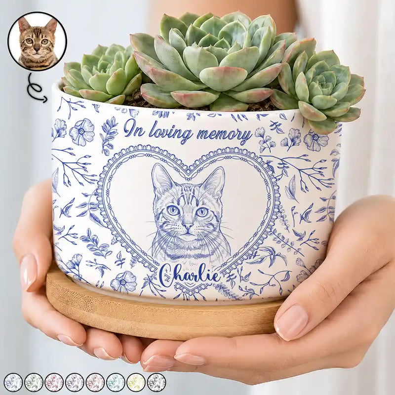 Art Design,Healing,Pet Memorial,Pet Lovers,Memorial,Photo - Pencil Sketch - Remove BG - Custom Photo Pencil Sketch Dog Cat Pet Portrait Toile Remembrance - Personalized Plant Pot