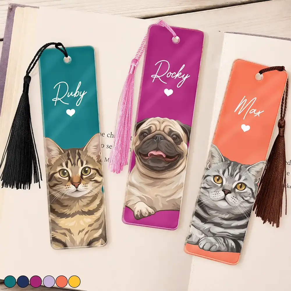 Art Design, Custom Photo, Dog Lovers, Pet Lovers, Photo - Semi Realistic Portrait, Playful, Reading, Top Market - Gift For Book Lovers - Personalized Custom Photo Pet Portrait Acrylic Bookmark