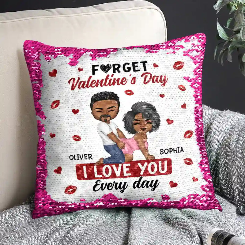 Gift For Couples,Old Couples,Gift For Husband,Gift For Wife,Gift For Boyfriend,Gift For Girlfriend,Love - Couple I Love You Every Day - Personalized Sequin Pillow, Mermaid Sequin Cushion Magic Reversible Throw Pillow
