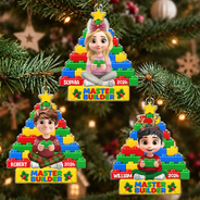Christmas, Gift For Kids, Happy, Top Market, Vector - Christmas Gift For Kids - Personalized Little Builder Christmas Tree Acrylic Ornament