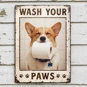 Art Design,Humorous,Pet Lovers,Photo - Funny Bathroom Pet  - Custom Photo Funny Bathroom Pet Nice Butt Are You Pooping Toilet Dog Cat - Personalized Classic Metal Signs