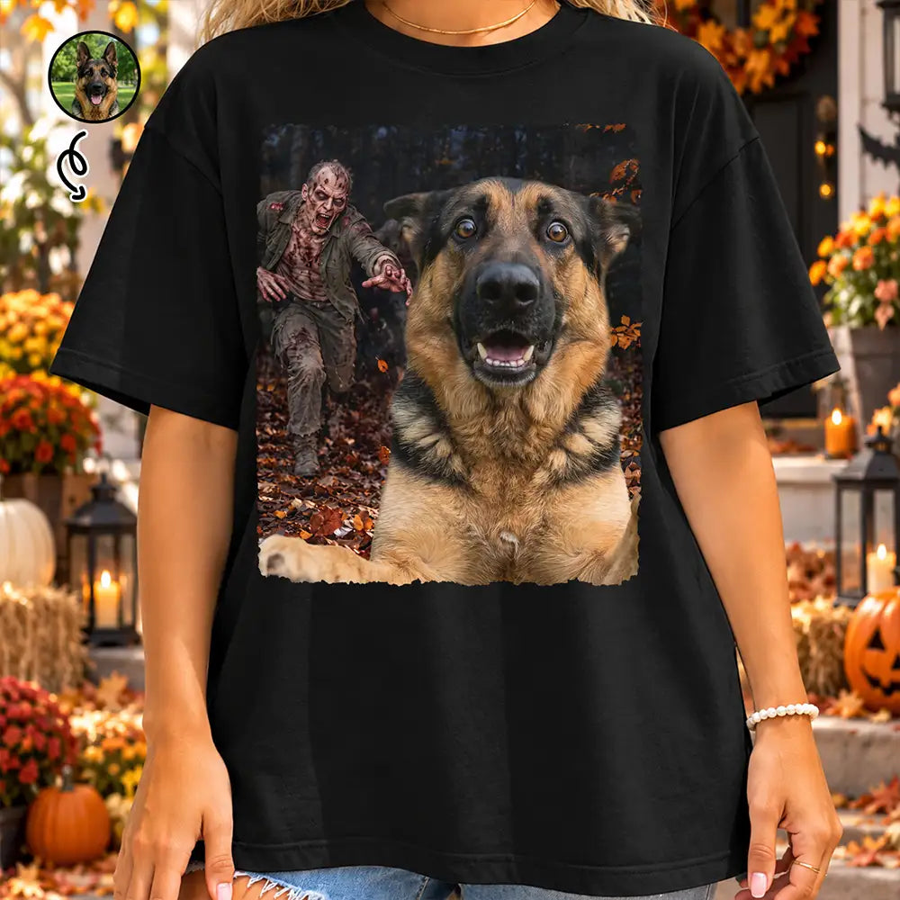 Art Design,Custom Photo,Dog Mom,Gift For Mother,Gifts For Her,Humorous,Pet Lovers,Photo - Halloween Pet Selfie,Top Market - Halloween Gift For Dog Lovers - Personalized Custom Photo Dog Selfie T Shirt
