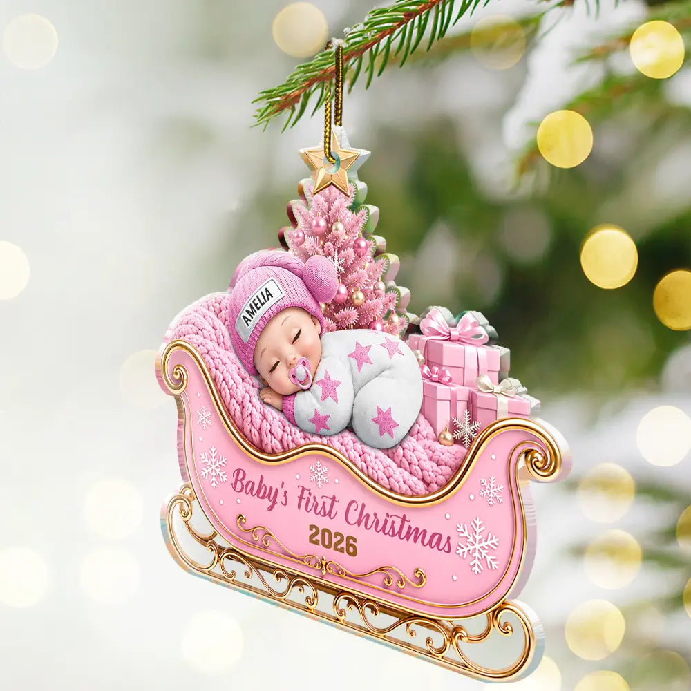 Adorable,New Mom,Christmas,Gift For Mother,Vector- Baby First Christmas Precious Gift For New Parents, New Baby - Personalized Custom Shaped Acrylic Ornament