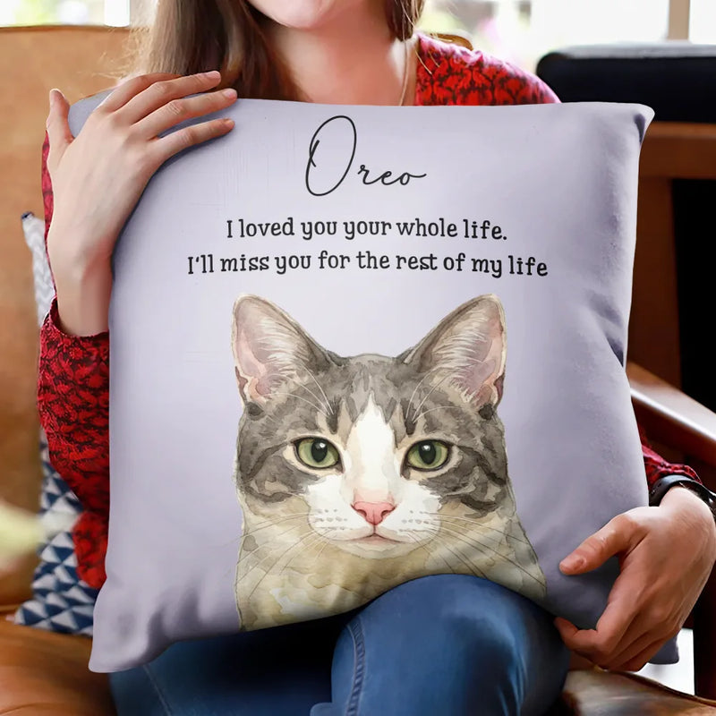 Custom Photo,Art Design,Pet Lovers,Memorial,Healing,Photo - Watercolor - Remove BG - Custom Photo Realistic Watercolor Art Memorial Dog Cat If Love Alone Could Have Kept You Here - Personalized Pillow