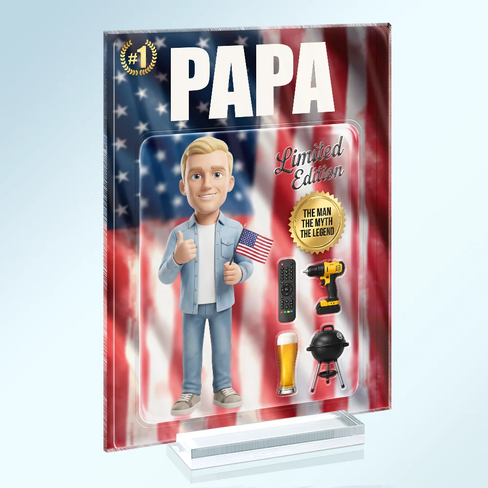 Gift For Husband,Gift For Yourself,Gift For Men,Gift For Father,Gift For Grandpa,Non-Eng,Photo - Toybox Figure,Playful - Custom Photo Toybox Figure Dad Grandpa Limited Edition - Personalized Vertical Rectangle Acrylic Plaque