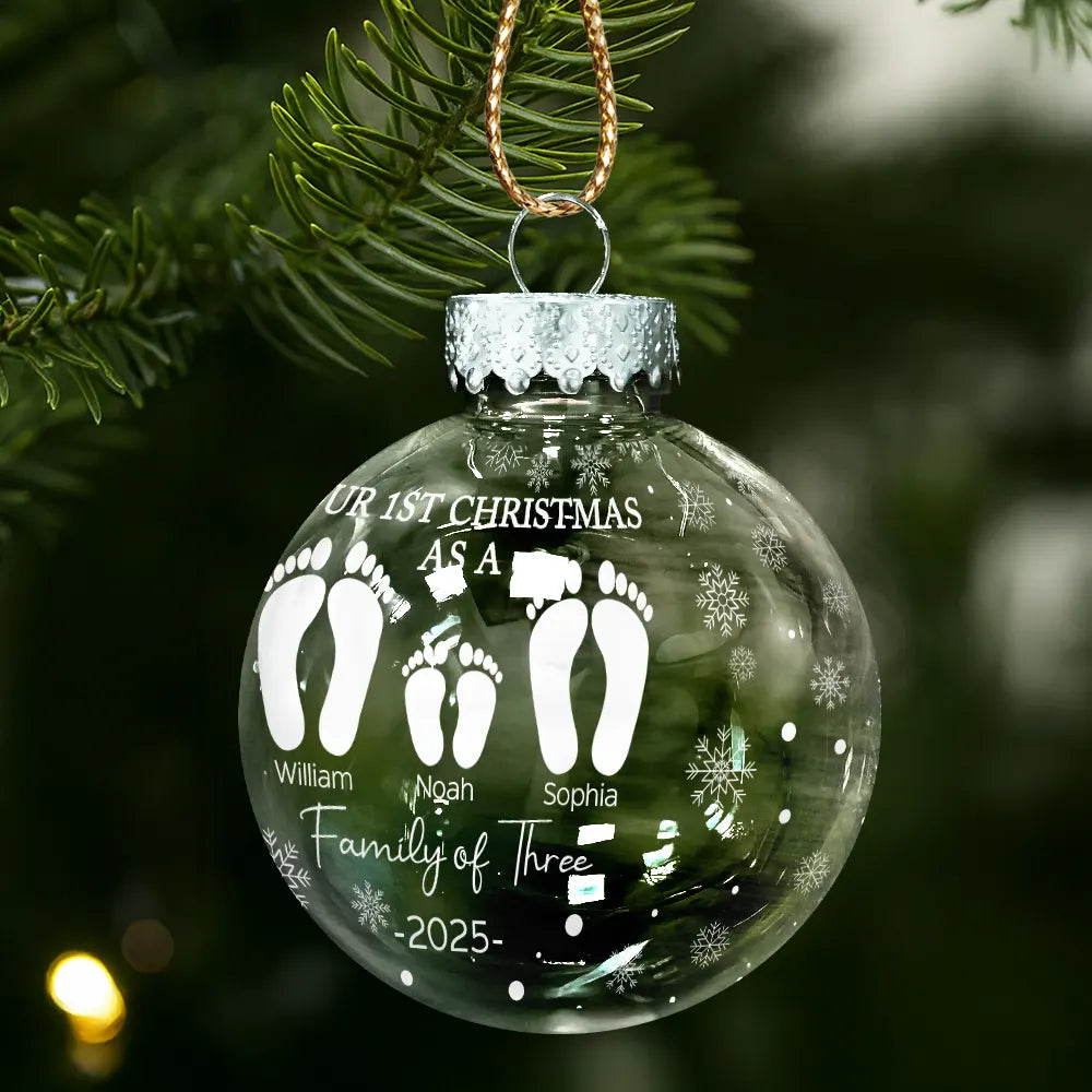 Family, Happy, Christmas - First Christmas As A Family - Personalized Ball Ornament