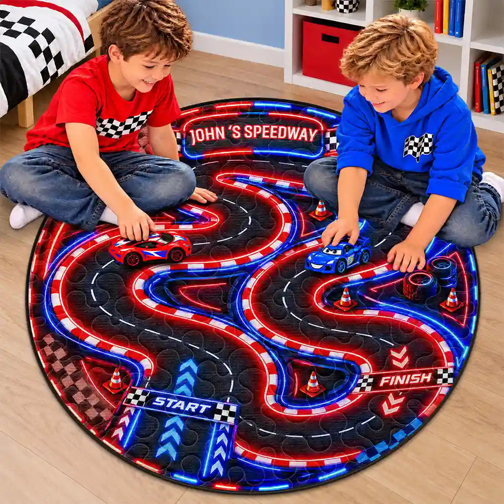 Car,Christmas,Custom Text,Gift For Kids,Playful,Top Market,Truck - Birthday Gift For Kids Boys Toddler - Personalized Name Sign City Road Car Track Map Rug