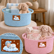Adorable,Gift For Mother,Gifts For Her,New Baby,New Mom,Vector - Baby Shower Gifts For New Mom, New Dad - Personalized Sleeping Baby Woven Rope Basket