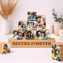 Old Best friends, Gift For Bestie - Custom Photo Besties Forever - Personalized Wooden Stacking Photo Blocks