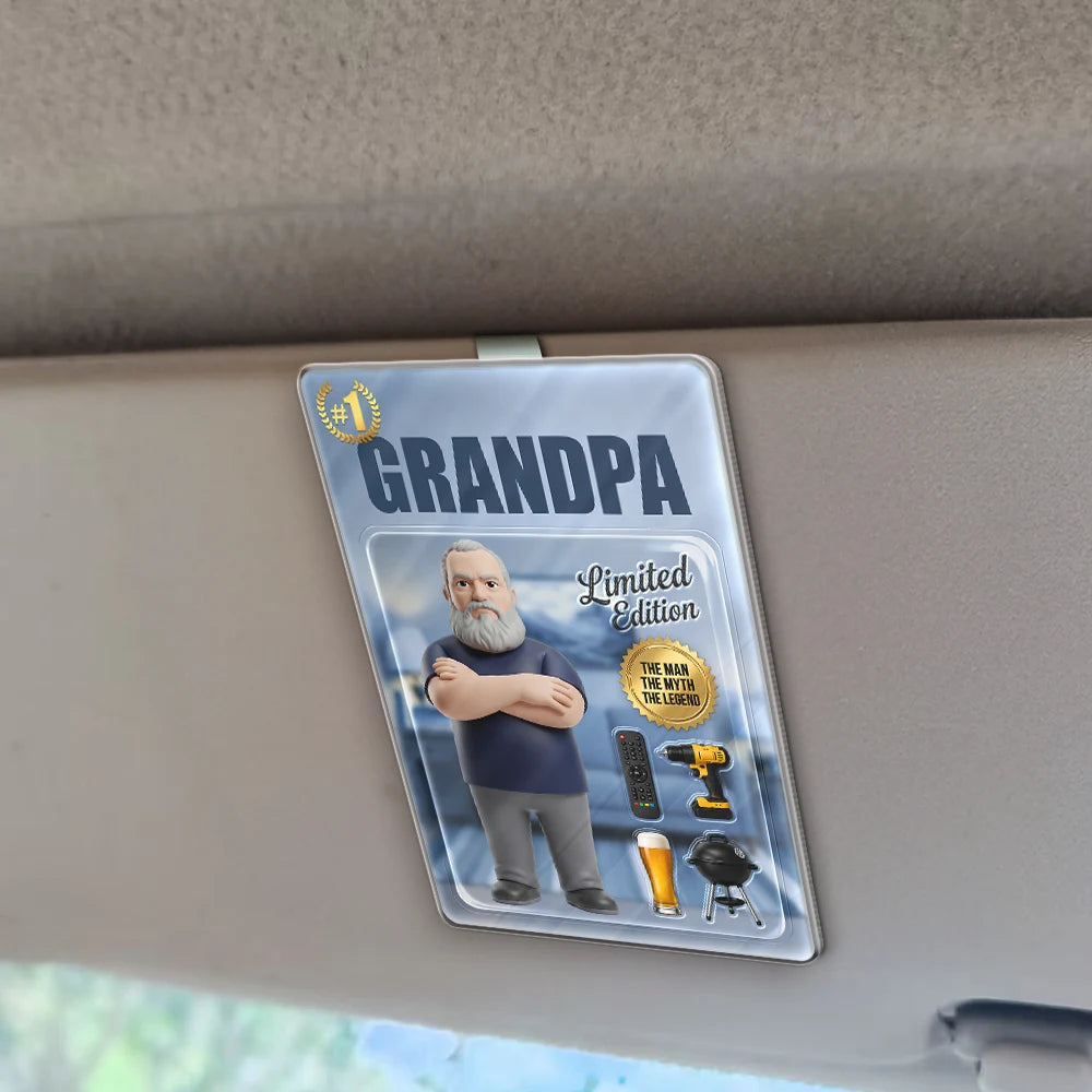Gift For Husband,Gift For Yourself,Gift For Men,Gift For Father,Gift For Grandpa,Non-Eng,Photo - Toybox Figure,Humorous - Custom Photo Toybox Figure Dad Grandpa Limited Edition - Personalized Custom Shaped Acrylic Car Visor Clip