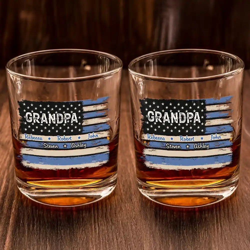 Gift For Father,Gift For Grandpa,Independence Day,Custom Text,Confident - Stars & Stripes US Flag American Dad Grandpa - Personalized Whiskey Glass