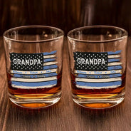 Gift For Father,Gift For Grandpa,Independence Day,Custom Text,Confident - Stars & Stripes US Flag American Dad Grandpa - Personalized Whiskey Glass