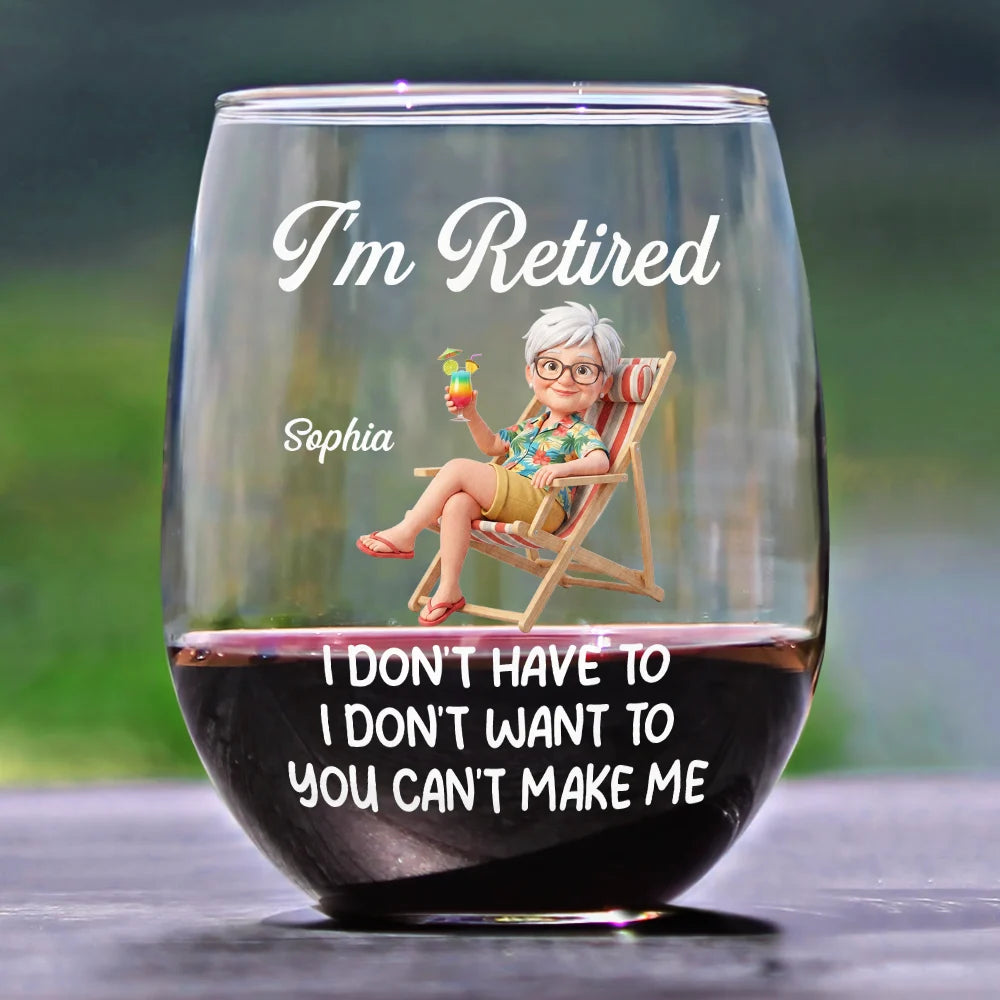 Custom Photo, Art Design, Retirement, Gift For Yourself, Humorous, Photo - Beach Chair 3D Effect - Custom Photo 3D Summer Concept Every Sip Tastes Like It's Not My Problem Anymore Retirement - Personalized Stemless Wine Glass