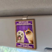 Dog Lovers,Pet Lovers,Cat Lovers,Funny - Drive Safe We’re Waiting At The Door Dog Cat Vintage - Personalized Custom Shaped Car Visor Clip