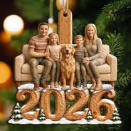 Art Design,Christmas,Custom Photo,Family,Happy,Photo - Wooden Effect - Christmas Gift For Family - Personalized Custom Photo Carving Effect Wooden Ornament