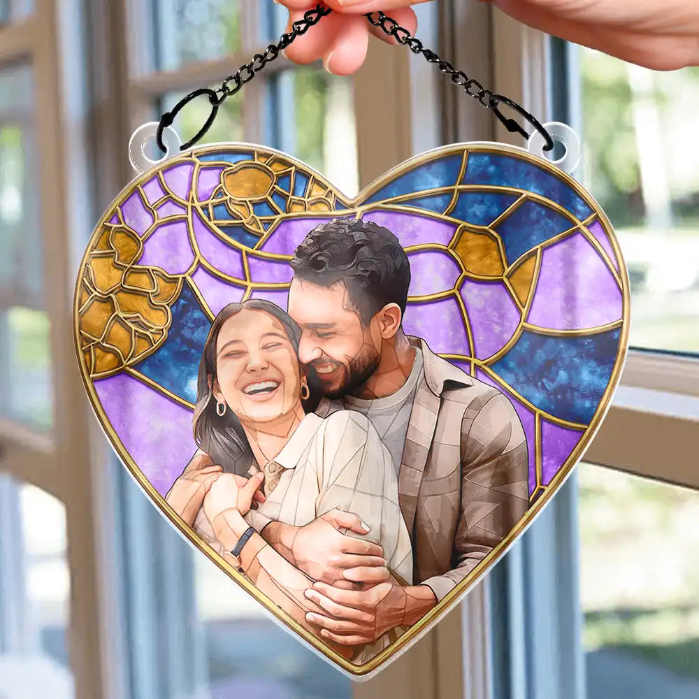 Gift For Couples,Gift For Wife,Gift For Mother,Gift For Grandma,Gift For Grandparents,Family - Custom Photo Stained Glass Portrait Mom Grandma Parents Family - Personalized Window Hanging Suncatcher Ornament