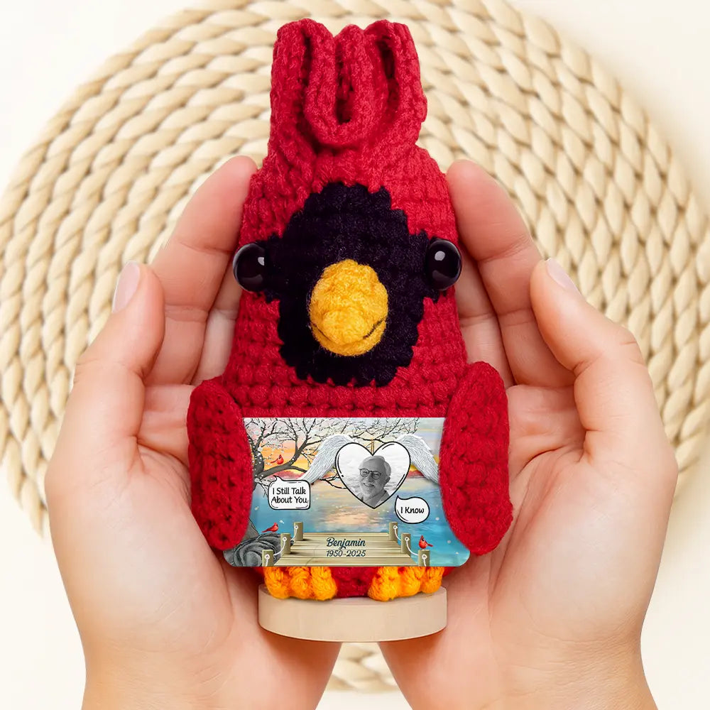 Family, Memorial, Sad - Custom Photo I Miss You - Personalized Doll Crochet With Custom Card