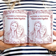 Custom Photo,Gift For Mother,Mom - Daughters (Adult),Happy - Custom Photo Pencil Sketch Grows Up To Be Your Best Friend - Personalized White Edge-to-Edge Mug